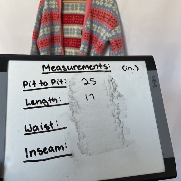 Cotton-On pink blue white nordic style cardigan buttons snowflake warm small - Picture 7 of 8